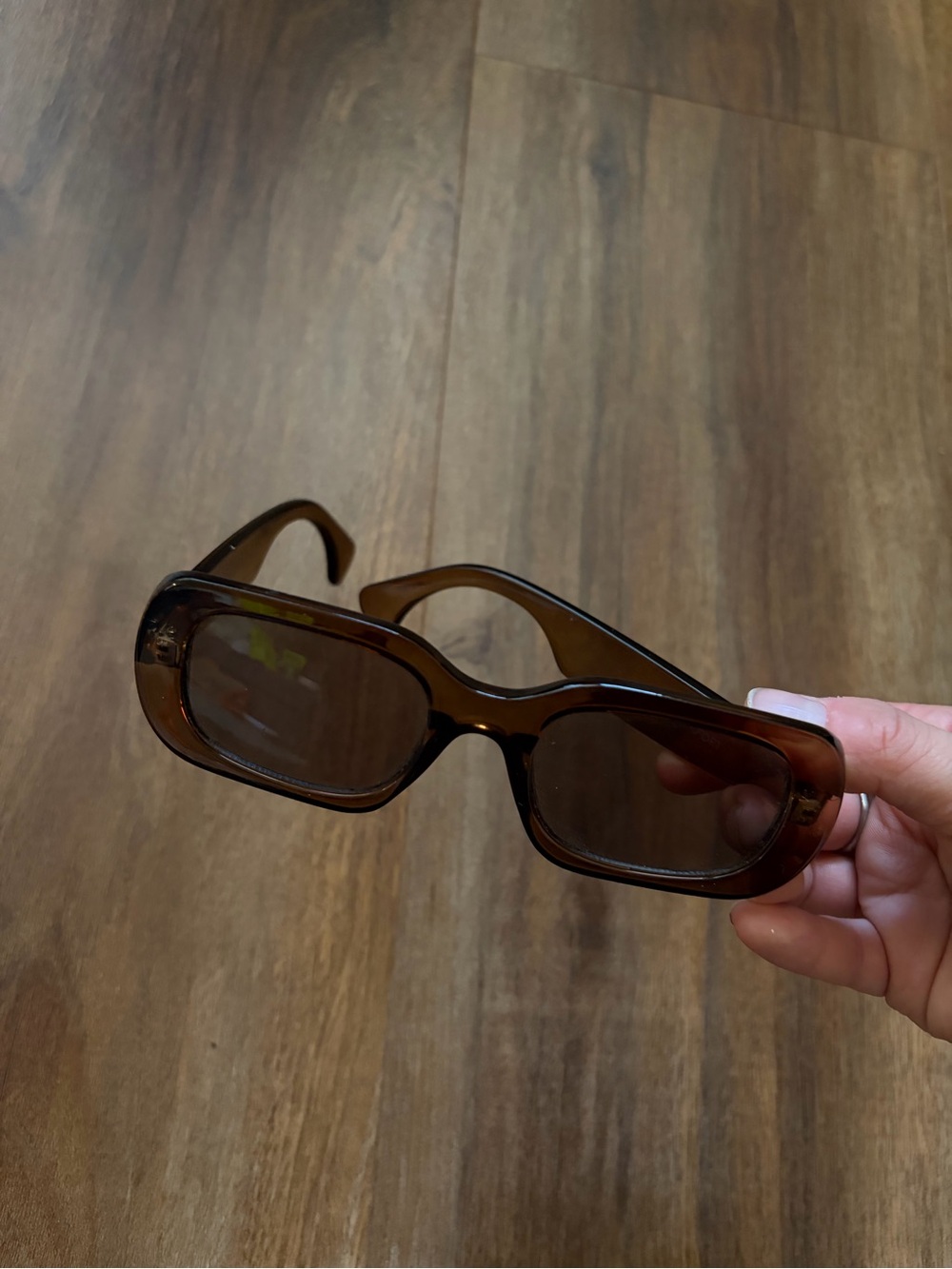 Oak + Fort Brown Tortoise Rectangle Sunglasses Y2K Vintage Inspired Minimalist - Picture 2 of 9